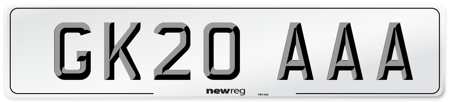 GK20 AAA Number Plate from New Reg